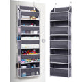 Ulg 1 Pack Over Door Organizer With 5 Large And 10 Mesh Side Pockets, 44 Lbs Weight Capacity Hanging Storage With Clear Window Kids Toys, Shoes, Diapers, Dark Grey, 5 Layers