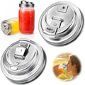 XUNWKONG Mason Jar Drinking Lids, Wide Mouth Stainless Steel Sip Lids for Iced Coffee, Smoothies & Cold Drinks, Leak Resistant Reusable Mason Jar Drink Lid, Heavy Duty Metal, 2 Packs