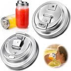XUNWKONG Mason Jar Drinking Lids, Wide Mouth Stainless Steel Sip Lids for Iced Coffee, Smoothies & Cold Drinks, Leak Resistant Reusable Mason Jar Drink Lid, Heavy Duty Metal, 2 Packs