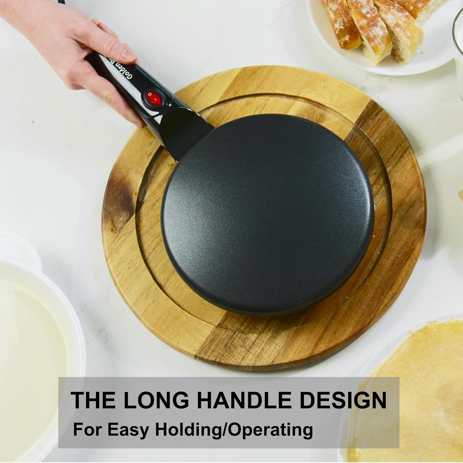 Electric Crepe Maker, 8" Crepe Pan Nonstick With Batter Spreader & Dipping Tray, 800W Quick Heat-Up & Auto Temperature Control For Perfect Pancakes, Pfoa & Bpa Free, Easy Clean Portable Griddle
