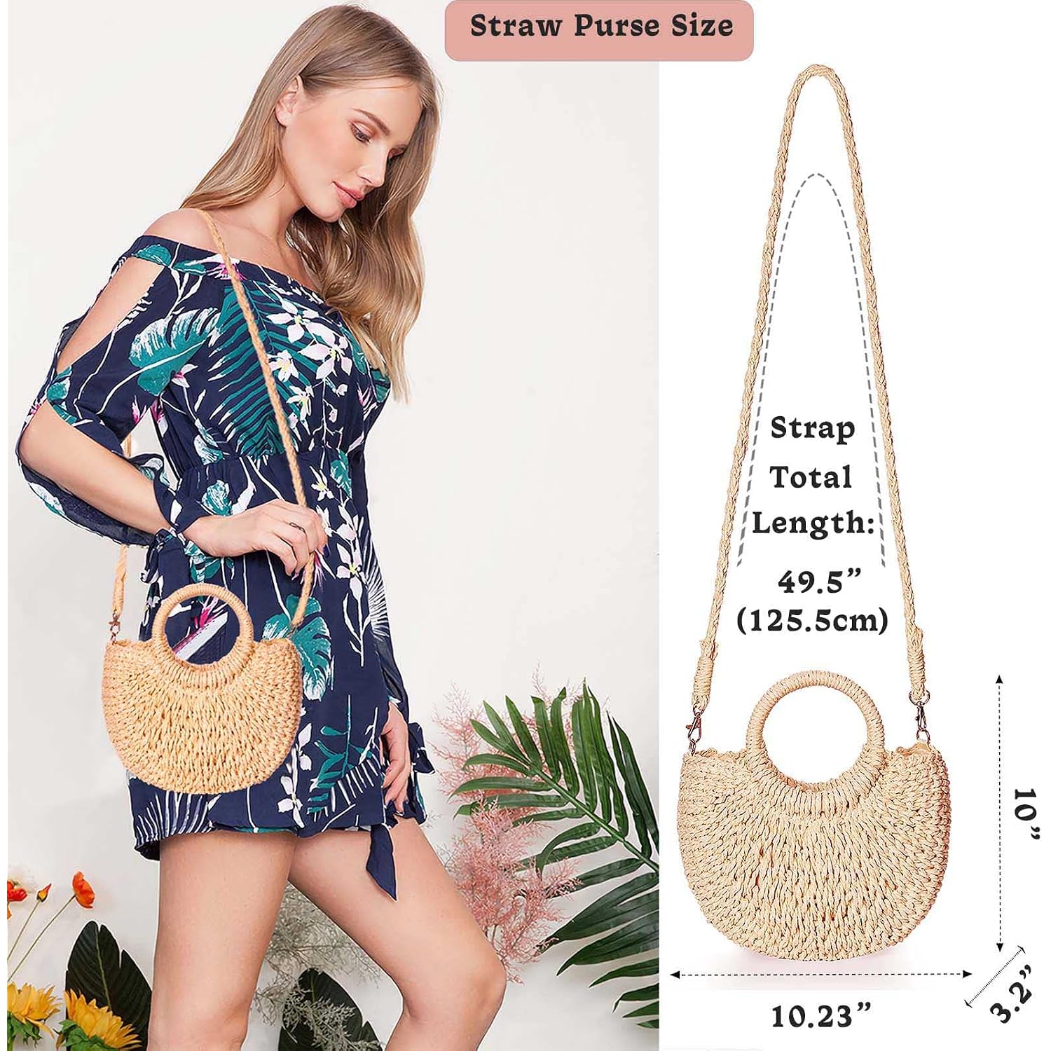 Straw Shoulder Bag For Women Woven Purse Beach Envelope Clutch Straws Wallet | Straw