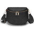 Fodoko Woven Crossbody Bag For Women Woven Leather Bum Bags Checkered Cross Body Bags With Zipper