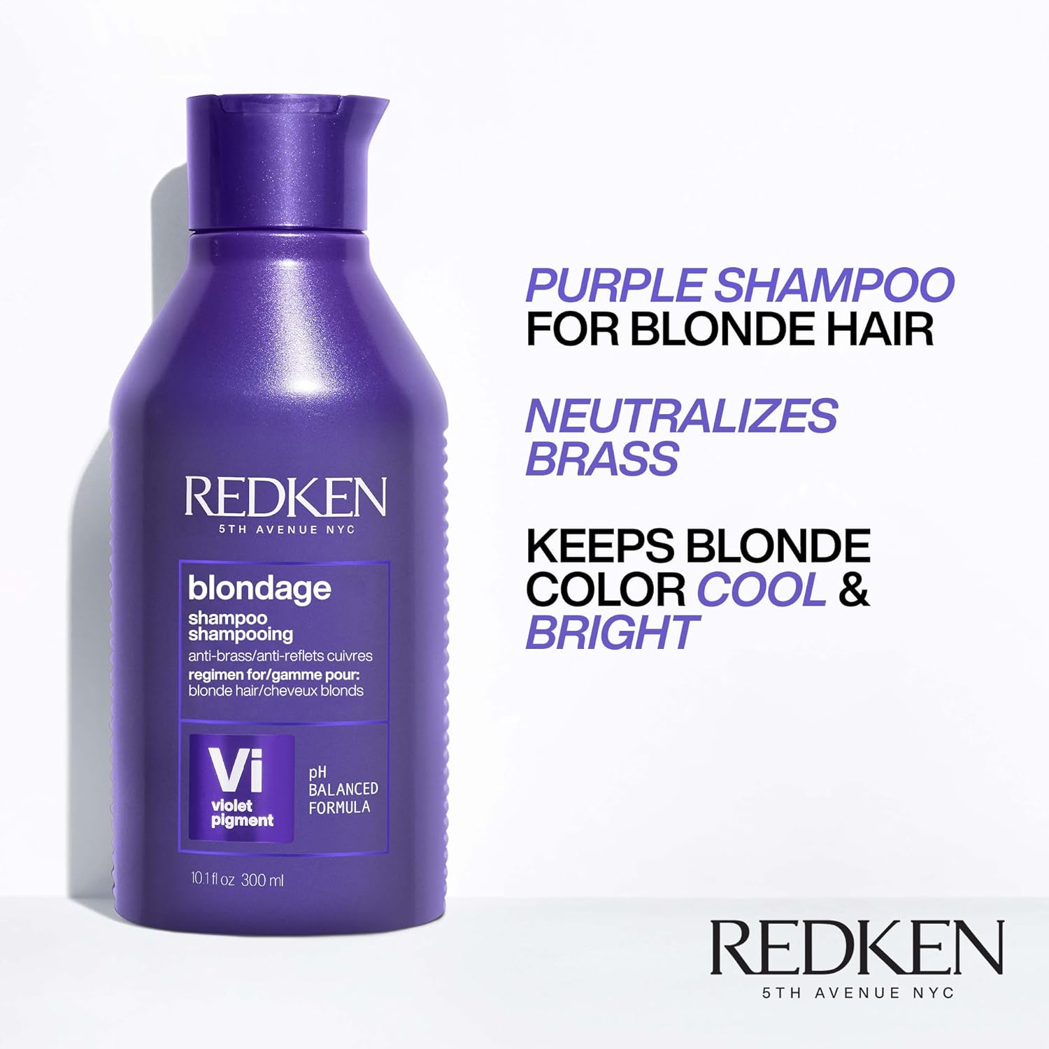 Redken Blondage Purple Shampoo For Blonde, Bleached or Highlighted Hair - Neutralizes Brassy Tones With Salicylic Acid, Color Depositing