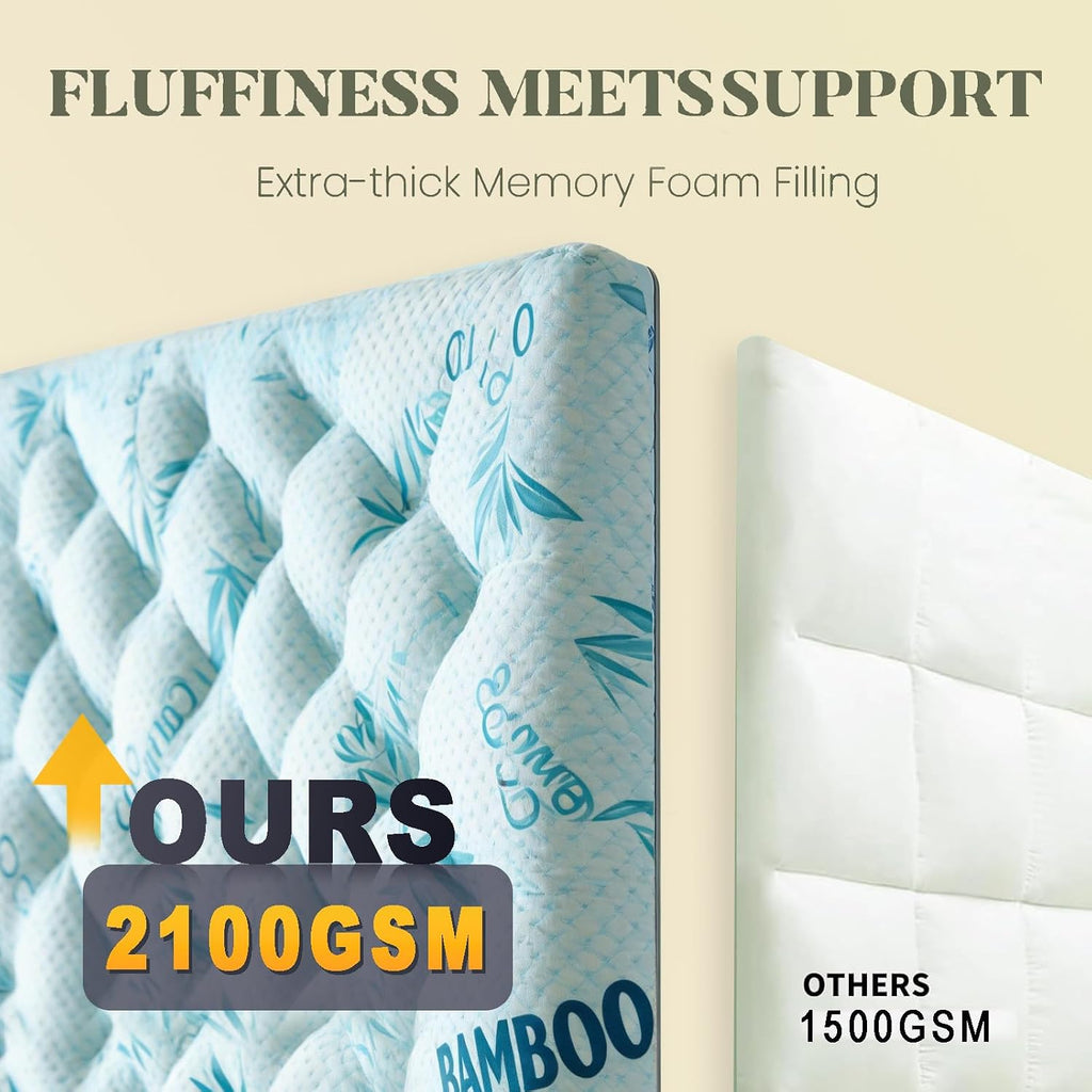 Shouren 5 Inch Mattress Topper Full Size, 2100 Gsm Pillow Top