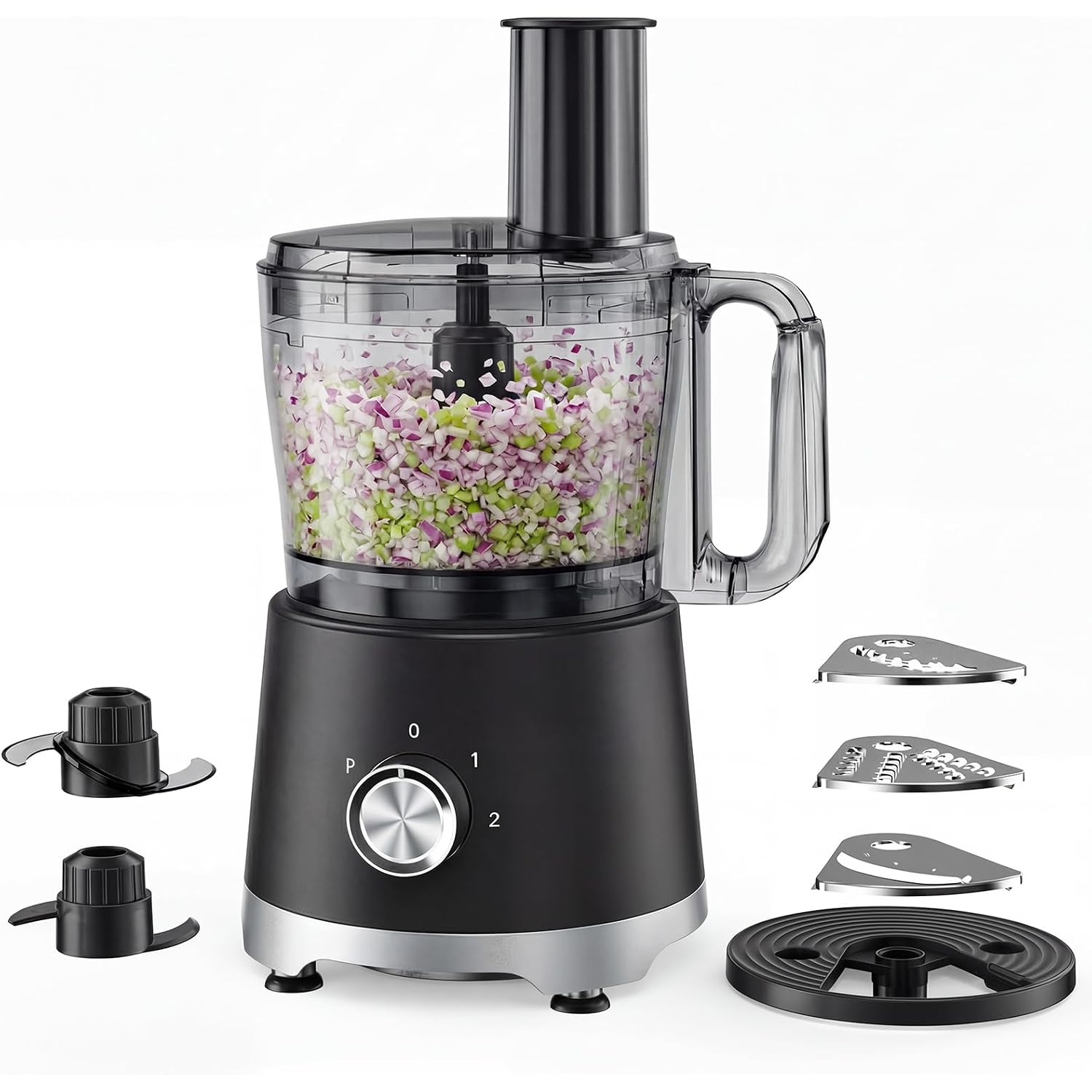 Olixis Food Processor 10.5 Cups, 600W Powerful Food Processors With 5 Blades, Dishwasher Safe Meat Grinder For Slicing, Shredding, Chopping, Kneading, For Meat, Vegetables, Fruit, Dough
