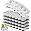 Ice Cube Tray 5 Pack, Stackable Silicone Ice Cube Trays With Lid– Easy Release Reusable Ice Tray, Bpa-Free Rectangular Ice Cube Mold Set For Cocktails, Coffee, Whiskey & Drinks- Black