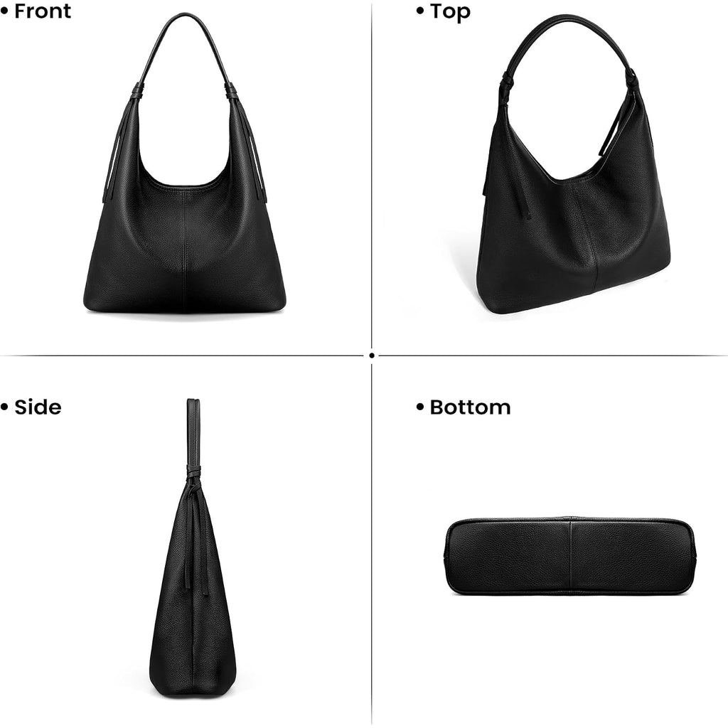 Befen Genuine Leather Slouchy Hobo Purses For Women, Top Grain Real Leather Tote Handbags Shoulder Satchel With Tassel Ribbon