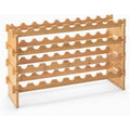 Amazon Basics Stackable Natural Bamboo Wine Rack, 36 Bottle Capacity, Easy To Assemble