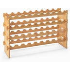 Amazon Basics Stackable Natural Bamboo Wine Rack, 36 Bottle Capacity, Easy To Assemble
