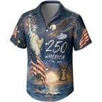 250Th Anniversary Usa Hawaiian Shirt For Men, 1776-2026 Patriotic Short Sleeve Shirt, Independence Day Gifts