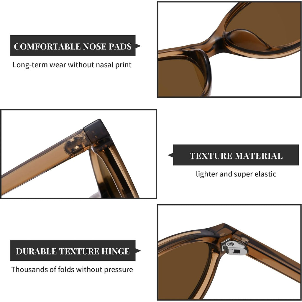 Pro Acme Retro Oval Sunglasses for Women Chic Cat Eye Y2K Trendy Narrow Sunnies Designer Sun Glasses Brown Frame/Brown Lens + Black Frame/Grey Lens + Leopard Frame/Brown Lens