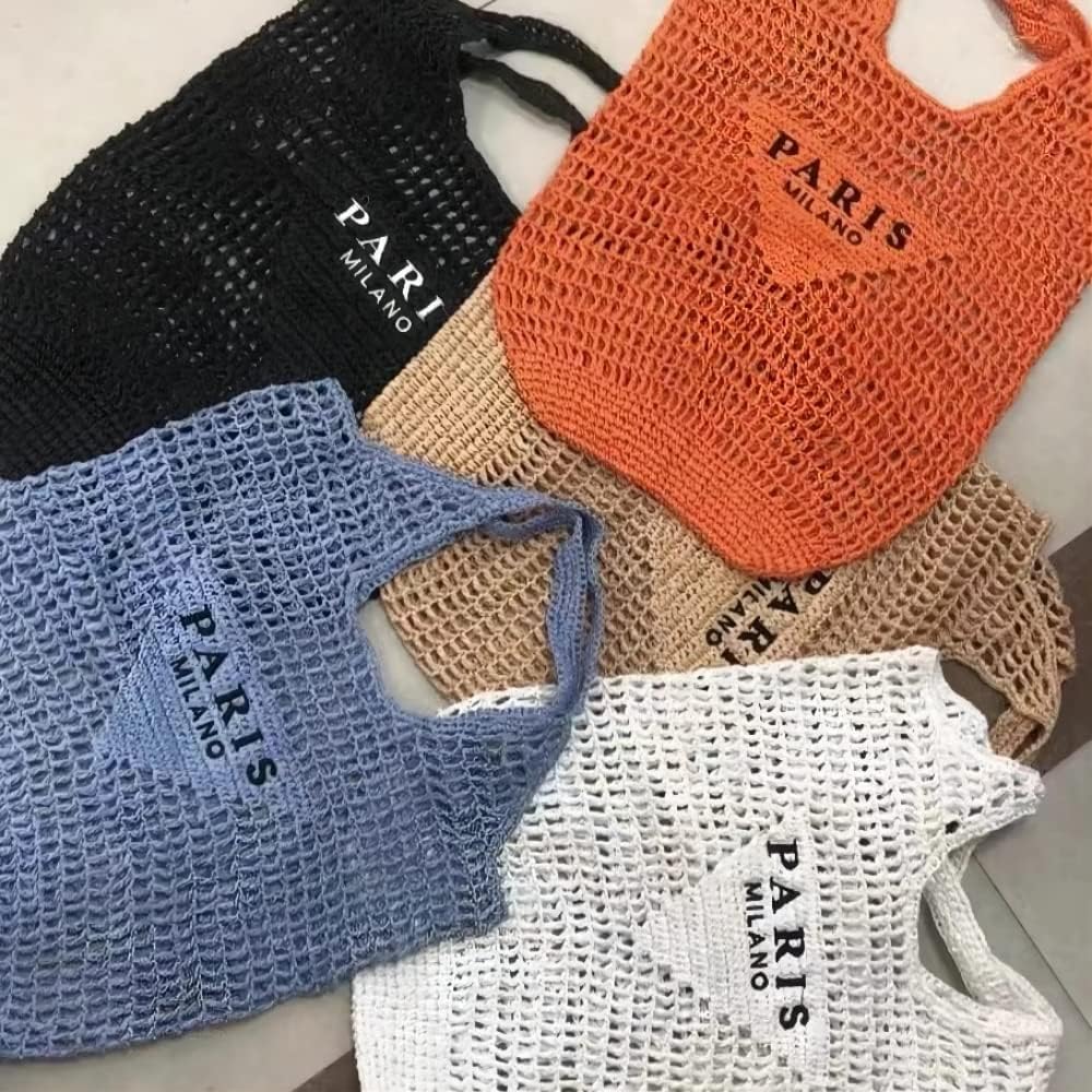 Pooopssd New Woven Bag, Straw Mesh Tote Bag, Beach, Shoulder Bag, Hobo Women, Foldable Large Capacity, For Holiday.