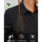 Siliteelon Button Down Shirts For Women Stain Shield Long Sleeve Dress Shirts Wrinkle-Free Collared Work Office Blouses