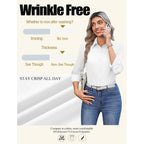 Button Down Shirts for Women Wrinkle Free Long Sleeve Collared Dress Blouses Casual Work Office Tunics Tops