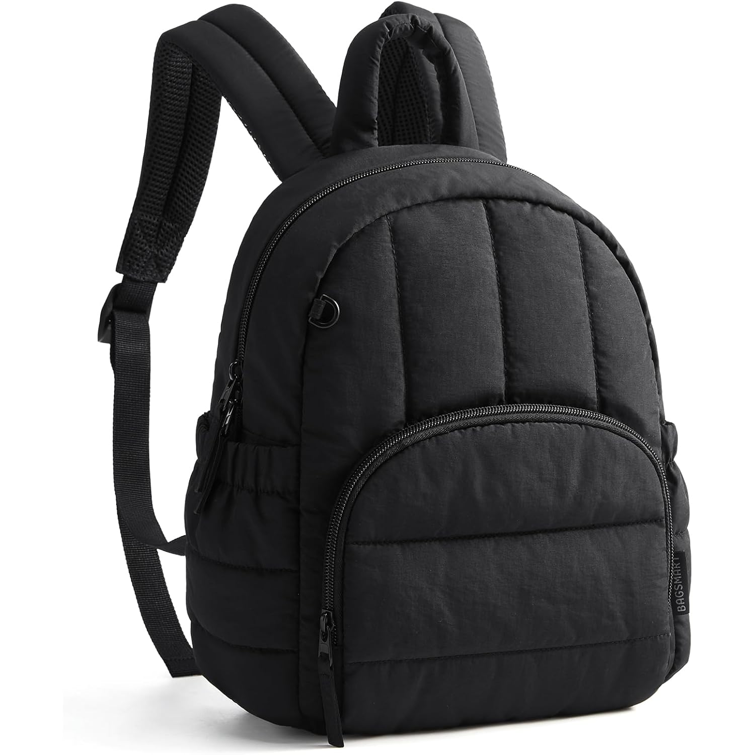 BAGSMART Mini Backpack for Women, Lightweight Puffer Small Backpack Purse, Quilted Casual Travel Daypack, Cute Water-Resistant Bookbag for Daily, Black