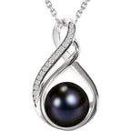 AAA+ 9mm Natural Black pearl necklace for women - Real pearl necklaces for women (18k gold platted 925 sterling Silver)