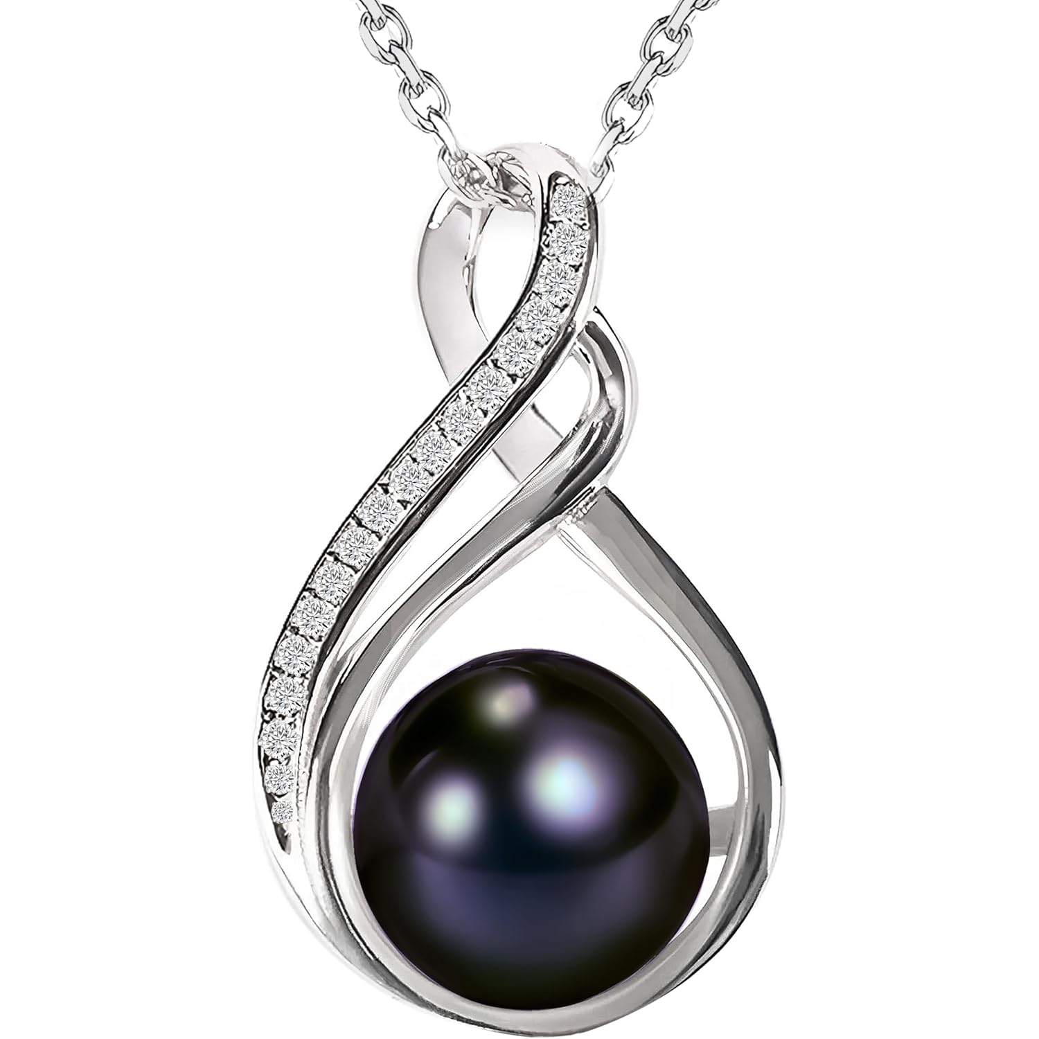 AAA+ 9mm Natural Black pearl necklace for women - Real pearl necklaces for women (18k gold platted 925 sterling Silver)