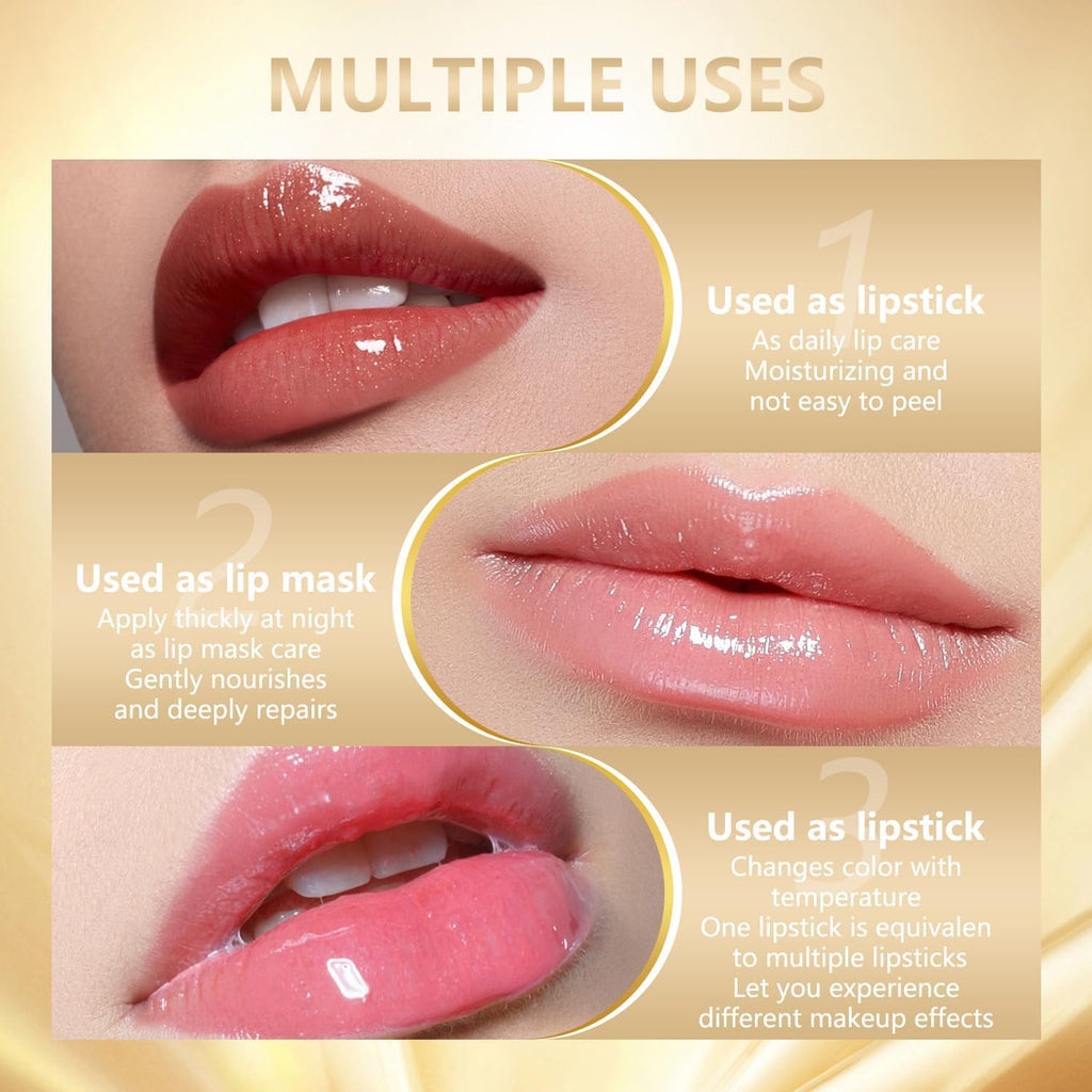 Color Changing Lipstick for Older Women, pH Adjusting Clear Lip Gloss, Transfer-Proof, Long-Lasting Hydration, 8+ Hours, 2 Pieces