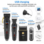 Hiena Pro Professional Cordless Hair Clipper For Men, Beard Trimmers, Electric Foil Shavers And Nose Hair Trimmer Set, Rechargeable Barber Clipper And Hair Cutting Grooming Kit