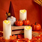 Raycare 6"X3" Outdoor Waterproof Flameless Candles With Remote And Timer, Battery Operated Led Electric Fake Pillar Candle For Christmas Home Wedding Decor, Ivory White, Set Of 2