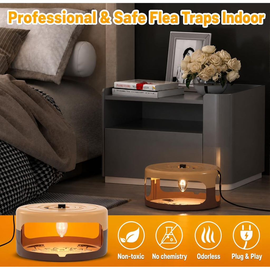 2 Pack Flea Traps For Inside Your Home, Indoor Flea Traps With 8 Sticky Pads, Flea Monitoring Trap For Home, Sticky Insect Catcher For Fleas, Moths & Gnats