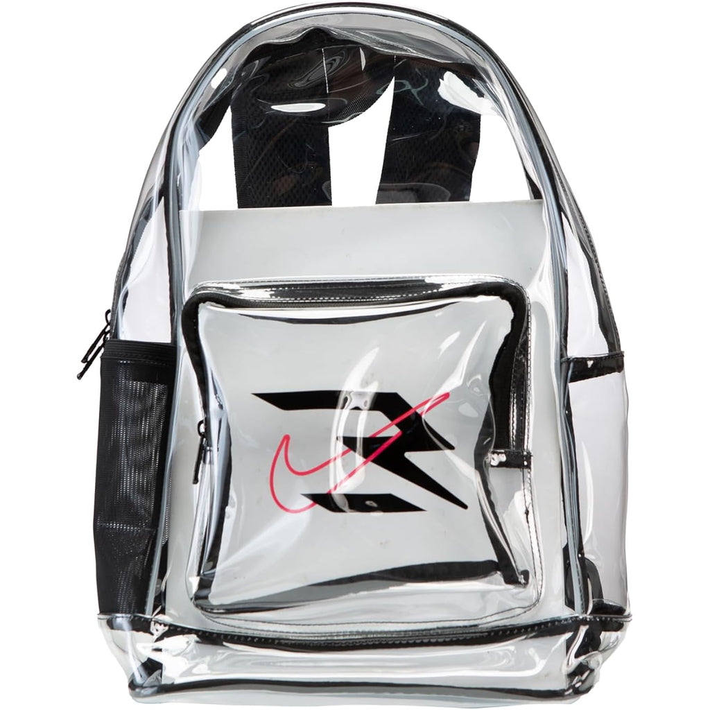 Nike 3 Brand Clear Backpack - Black - One Size (23L) | See Through School Bookbag For Boys, Girls, Men, Women. Zip Main Compartment, Side Mesh Bottle Pocket, Padded Shoulder Straps