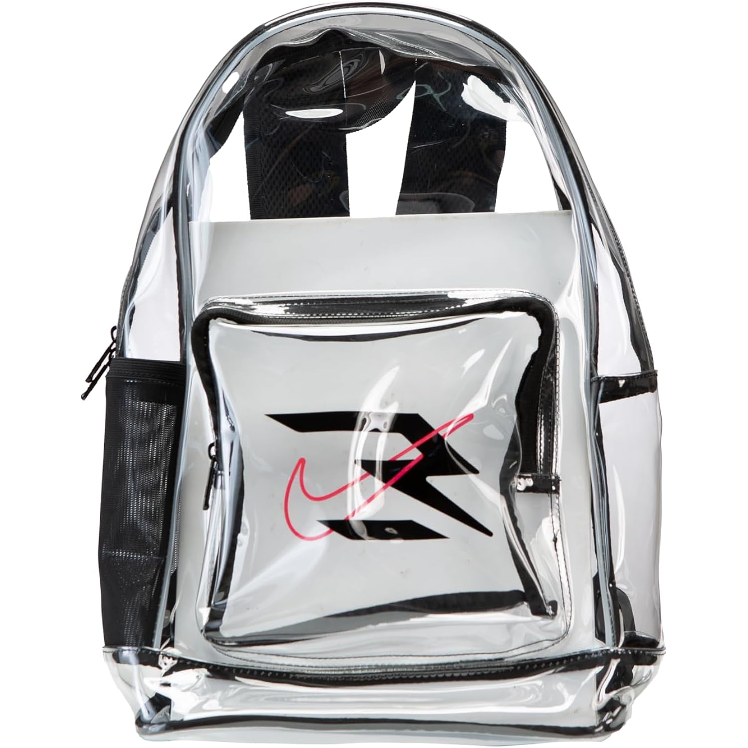 Nike 3 Brand Clear Backpack - Black - One Size (23L) | See Through School Bookbag For Boys, Girls, Men, Women. Zip Main Compartment, Side Mesh Bottle Pocket, Padded Shoulder Straps