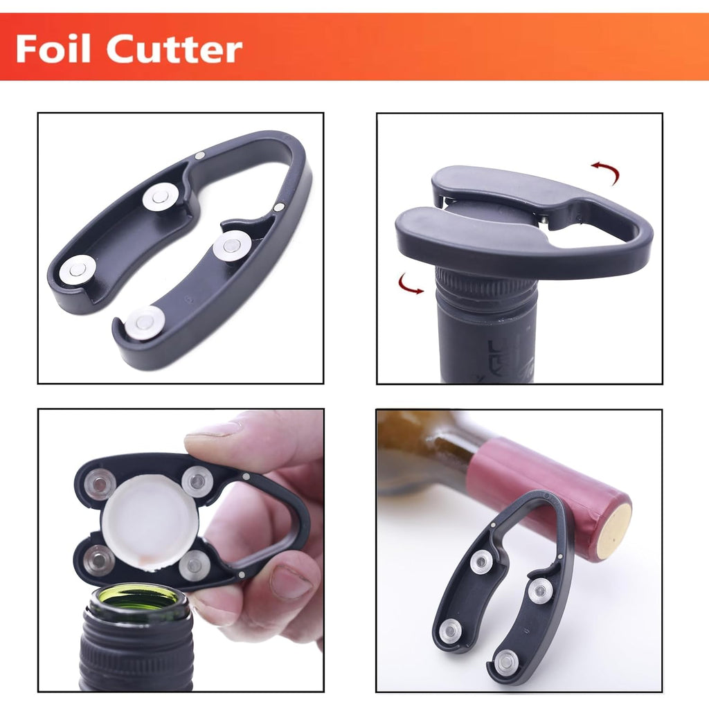 Air Pressure Pump Bottle Opener With Foil Cutter,Aerator Pourer,Vacuum Stopper(4Pcs),Simple Cork Remover,Efficient Corkscrew Bottle Opener,Great For Wine Lovers,Perfect Wine Gift.