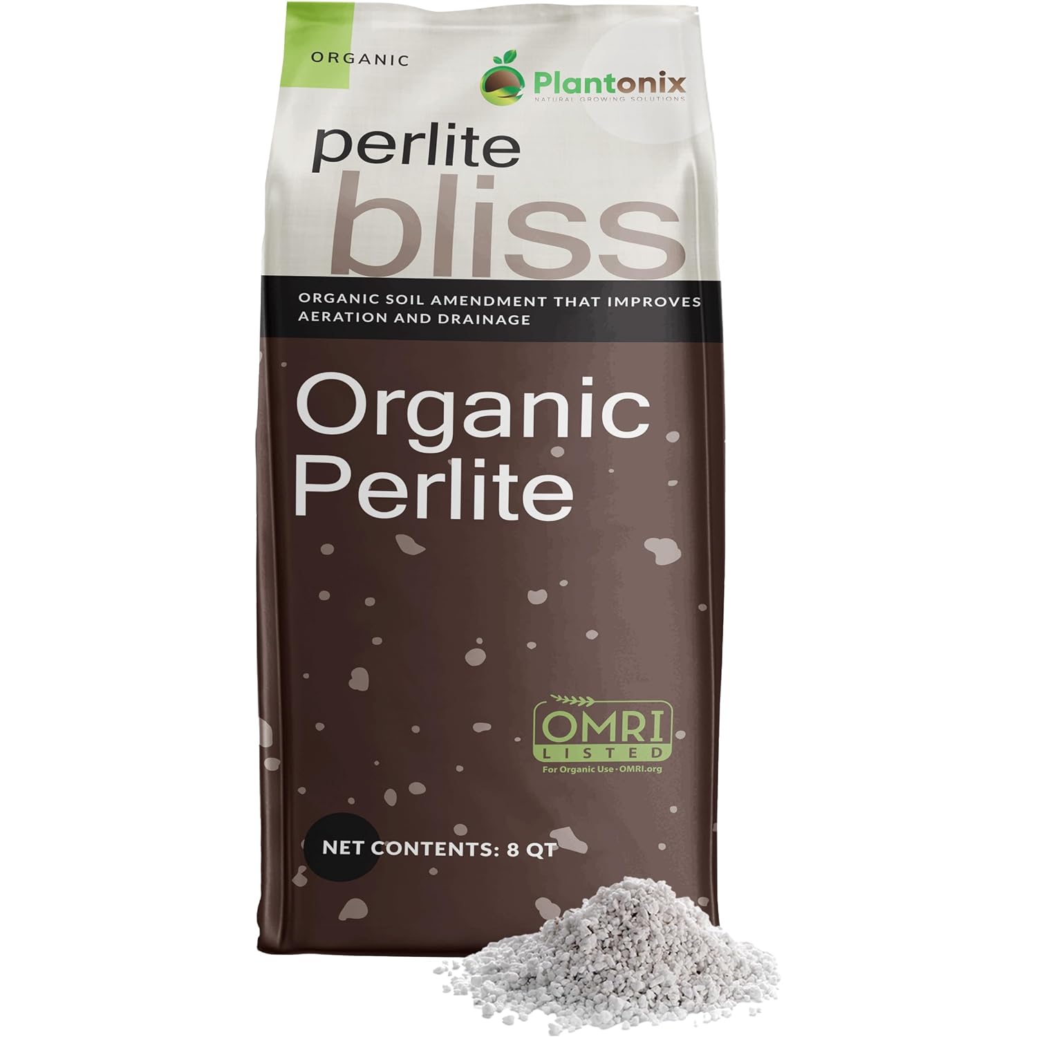 Perlite Bliss (8 Qts) - Organic Perlite For Plants Indoor Soil Amendment - Horticultural Perlite For Gardening & Seed Starting - Mixes Easily With Potting Soil, Vermiculite, & Coco Coir For Plants