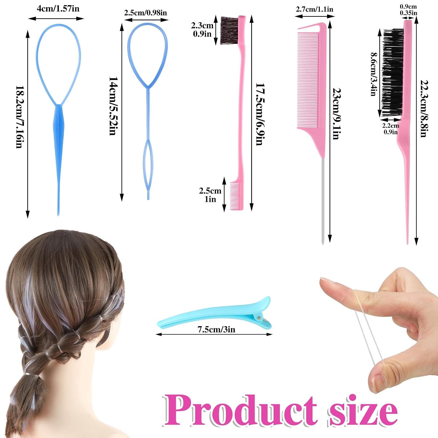Colorful Mini Rubber Bands With Topsy Tail Styling Tools - Elastic Hair Ties, Hair Cutter, And Hair Accessories For Baby Girls And Women | Elastic Hair Ties, Hair Cutter, Hair Elastics, Baby Toddler Mini Hairs Ties For Girls, Hairs Accessories For Women