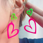 Neon Heart Earrings for Women Acrylic Neon Earrings 80s 90s Outfit for Women Glow Party Accessories Gifts Hot Pink Orange Green Yellow