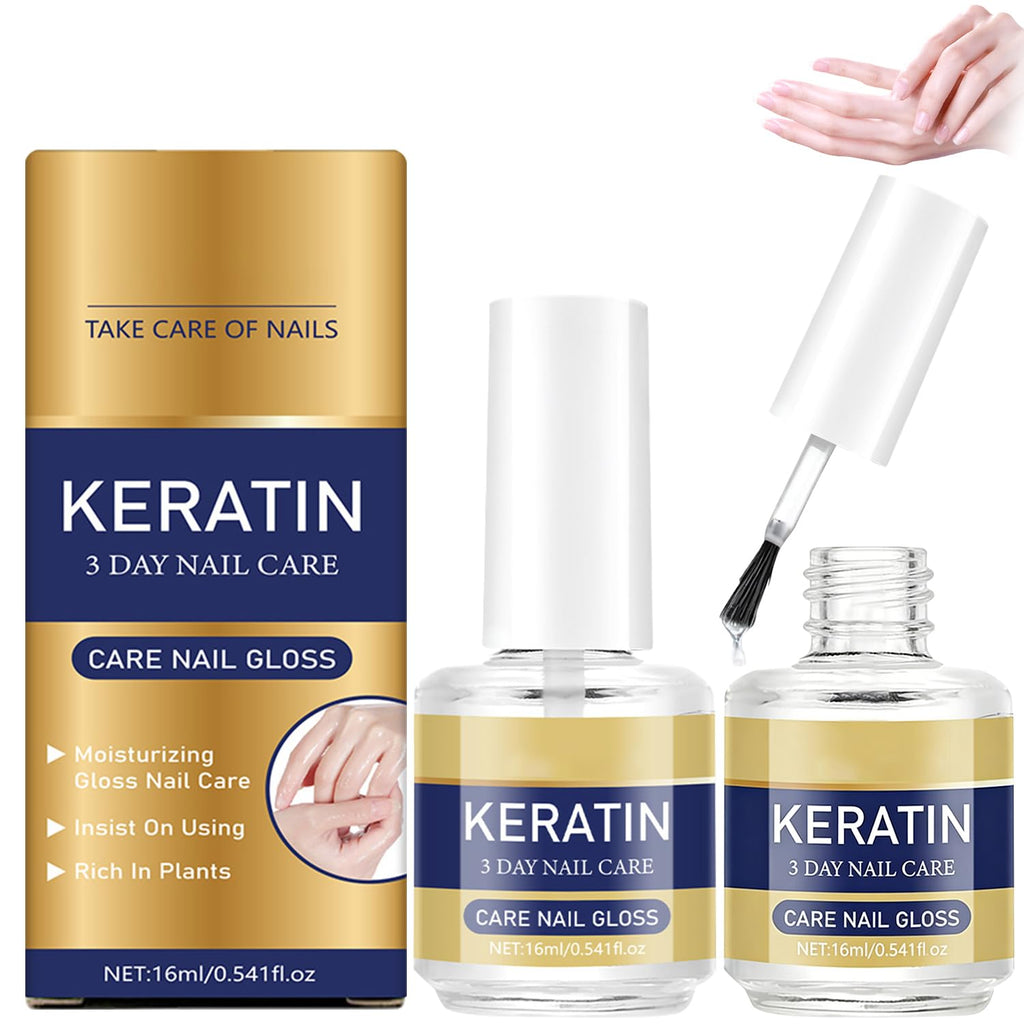 2Pcs Keratin Nail Care Oil - Moisturizing Treatment for Strong, Glossy Nails,Aloe Vera & Lavender Cuticle Oil,Repairs Dry,Weak Nails (16ml/0.56oz)