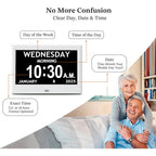 2025 New, Digital Clocks, 7'' Dementia Clock With Date And Time For Elderly, Auto-Dimming, 12 Reminders & 6 Alarms, Button & Remote Control, Auto Dst, Digital Calendar For Seniors Large Display