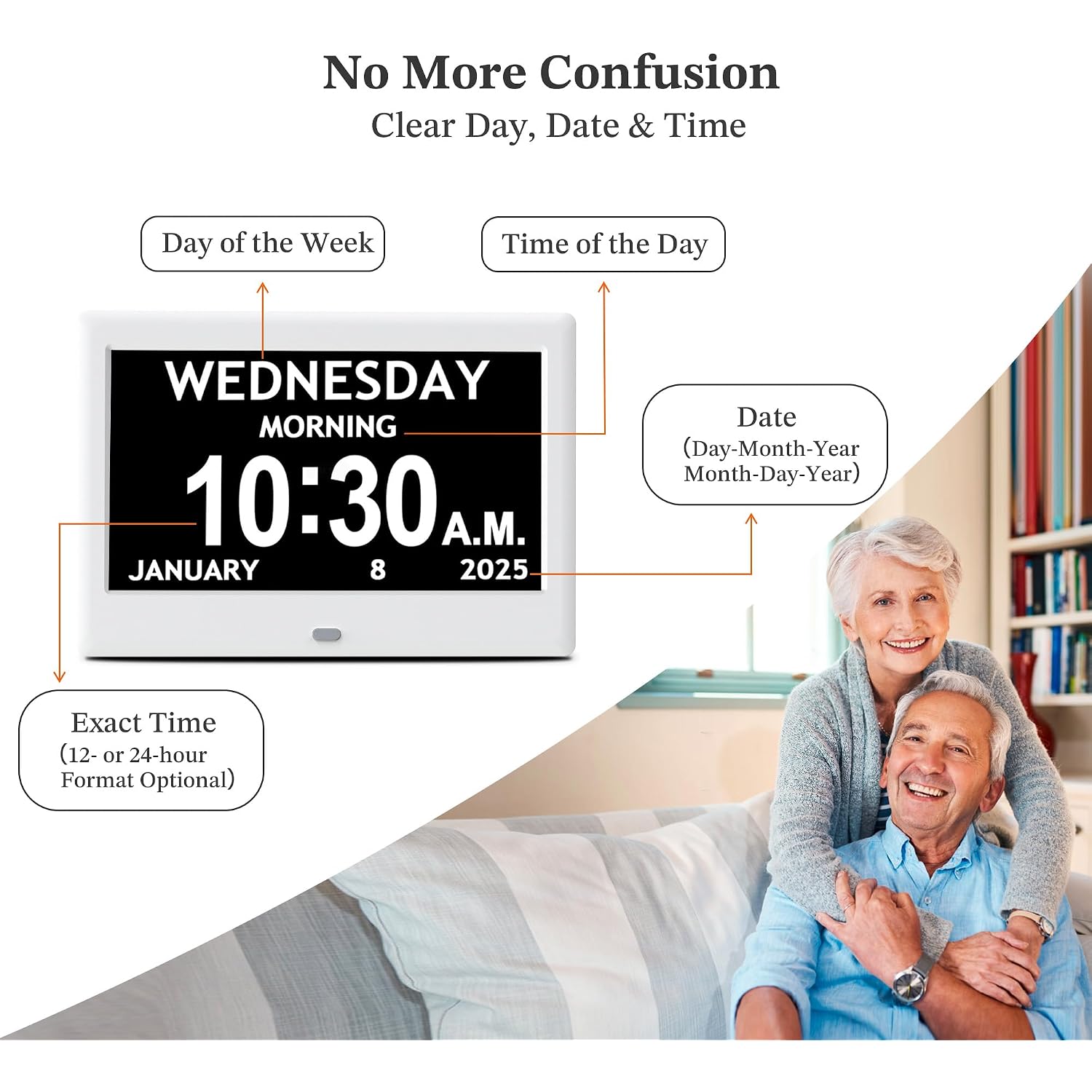 2025 New, Digital Clocks, 7'' Dementia Clock With Date And Time For Elderly, Auto-Dimming, 12 Reminders & 6 Alarms, Button & Remote Control, Auto Dst, Digital Calendar For Seniors Large Display