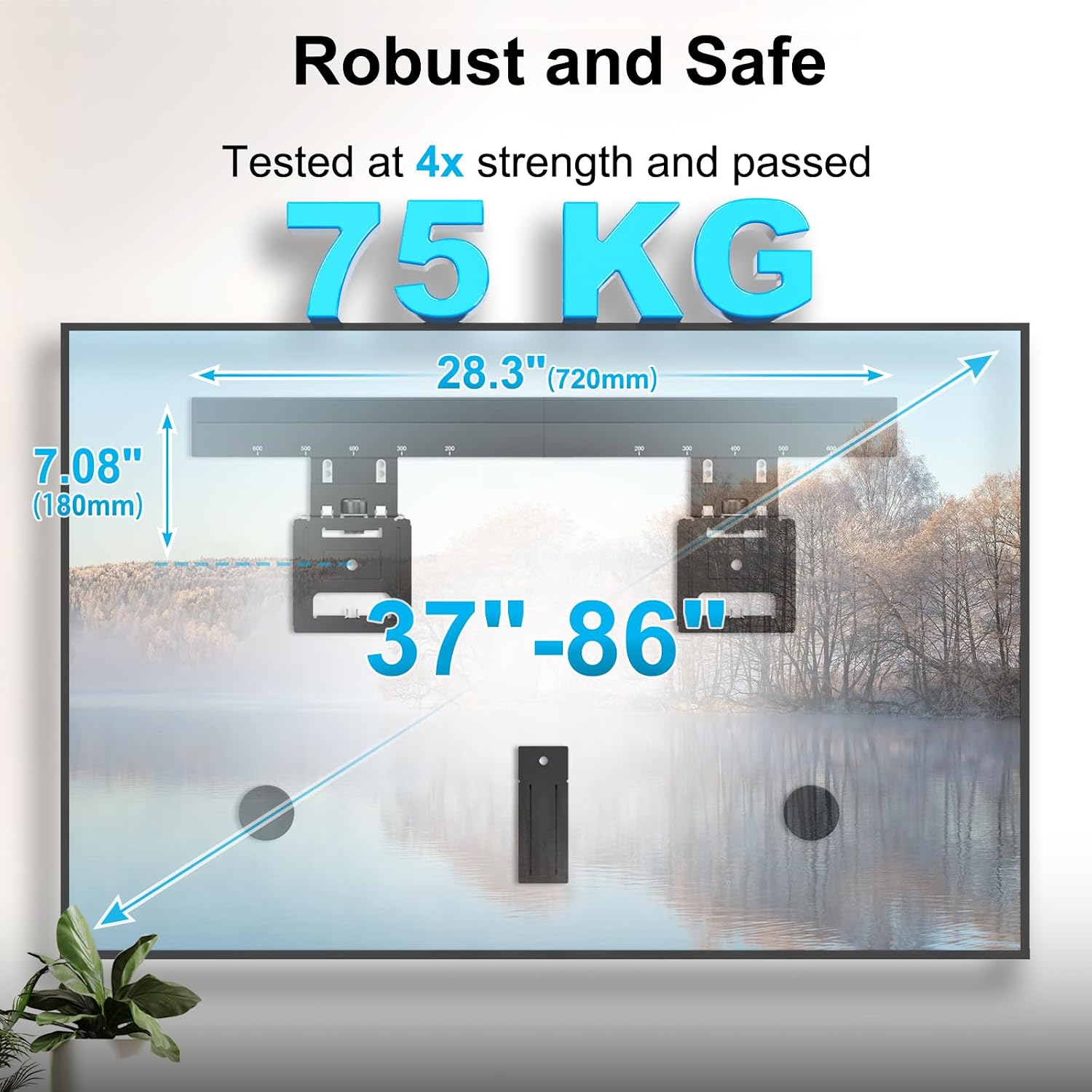 Ultra Slim Tv Wall Mount For 37 To 86 Inch Flat& Frame Tv, Max 165 Lbs, 0.37'' Low Profile Wall Mount, Vesa 200 X 200-600 X 400 Mm