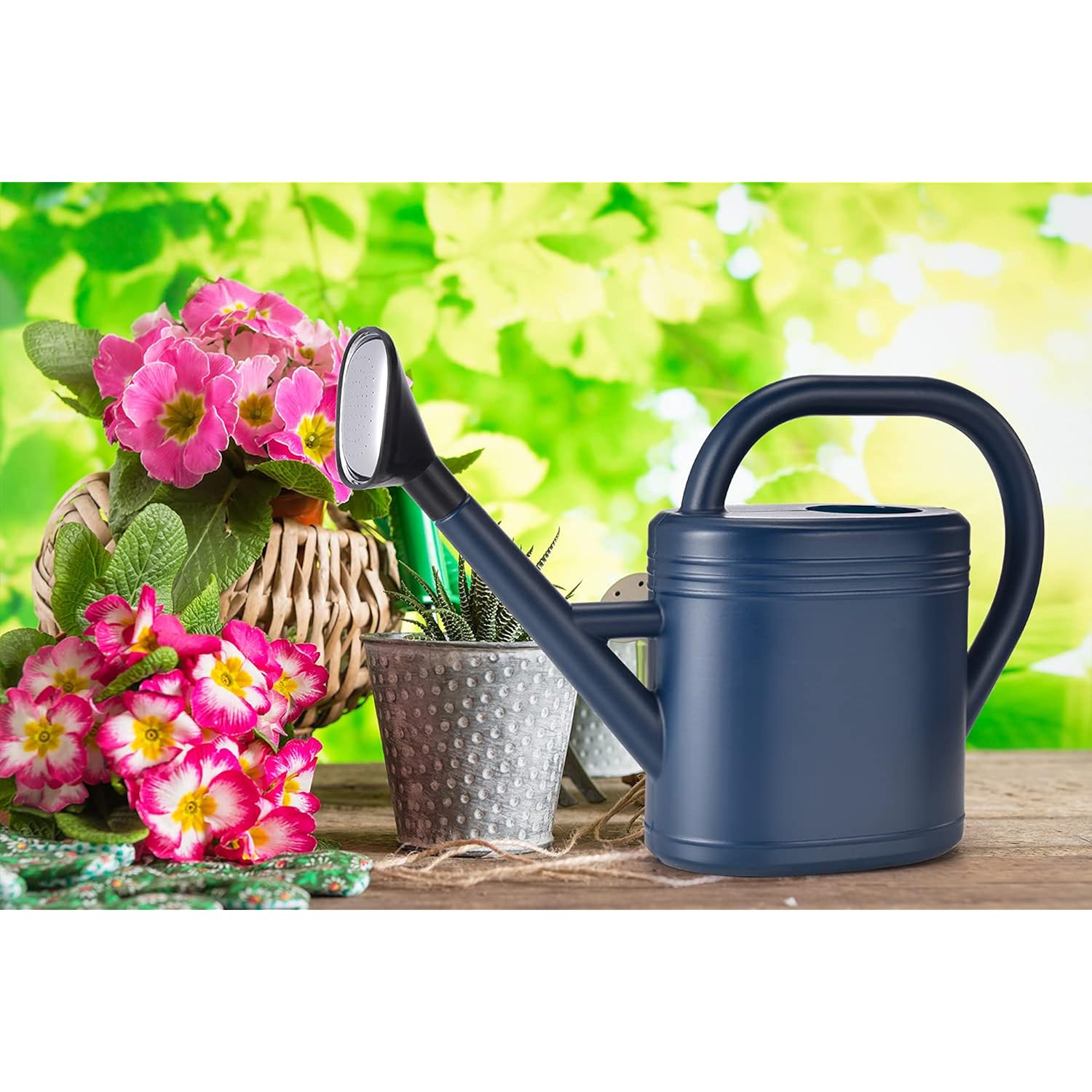 Watering Can 1 Gallon For Indoor Plants, Garden, Outdoor Plant House Flower, Gallon Large Long Spout With Sprinkler Head (Blue)