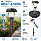8 Pack Solar Lights Outdoor, Stainless Steel Glass Solar Pathway Lights, Auto On/Off Long-Lasting Waterproof Garden Lights For Landscape, Path, Yard, Driveway, Walkway Decor (Warm White)