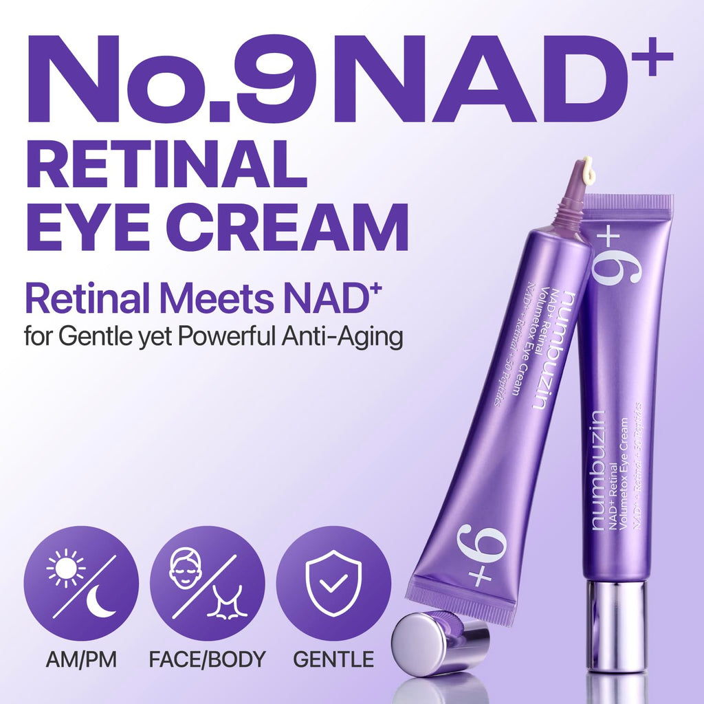 Numbuzin No.9 Nad+ Retinal Eye Cream For Eyes & Face With Peptides & Niacinamide, Gentle Retinal Yet Powerful Anti-Aging Care Fine Lines, Dark Circles & Pores, Korean Eye Cream, 0.67 Fl. Oz.