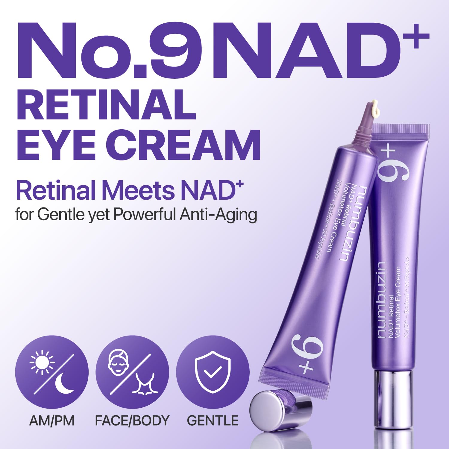 Numbuzin No.9 Nad+ Retinal Eye Cream For Eyes & Face With Peptides & Niacinamide, Gentle Retinal Yet Powerful Anti-Aging Care Fine Lines, Dark Circles & Pores, Korean Eye Cream, 0.67 Fl. Oz.