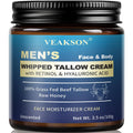 Men'S Beef Tallow For Skin, Organic Whipped Grass Fed Tallow And Honey Balm With Anti-Aging Retinol & Hyaluronic Acid, Mens Skin Care Face Cream Moisturizer, Reduces Wrinkles Lines, Unscented, 3.5 Oz