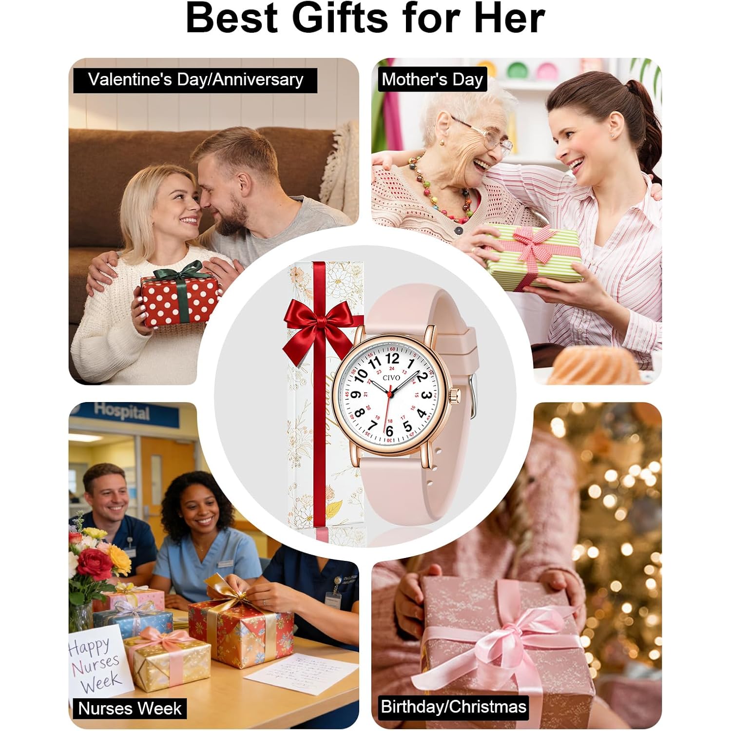 CIVO Nurse Watches for Women Men: Analog Waterproof Watch with Second Hand Easy-Read Dial - Gifts for Nurses Doctors Medical Student