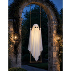Halloween Decorations Outdoor 3.7Ft Pre-Assembled Hanging Swing Ghost With Remote Lights Spooky Hanging Ghosts For Porch Yard Tree Party