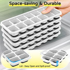 Ice Cube Tray 5 Pack, Stackable Silicone Ice Cube Trays With Lid– Easy Release Reusable Ice Tray, Bpa-Free Rectangular Ice Cube Mold Set For Cocktails, Coffee, Whiskey & Drinks- Black