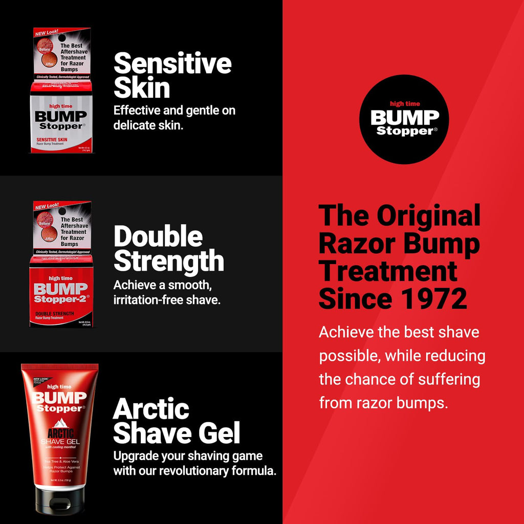 High Time Bump Stopper 2 Double Strength Ingrown Hair Cream for Face and Body | Aftershave Lotion for Men and Women | Razor Bump Balm | 0.5 OZ (2 Pack)