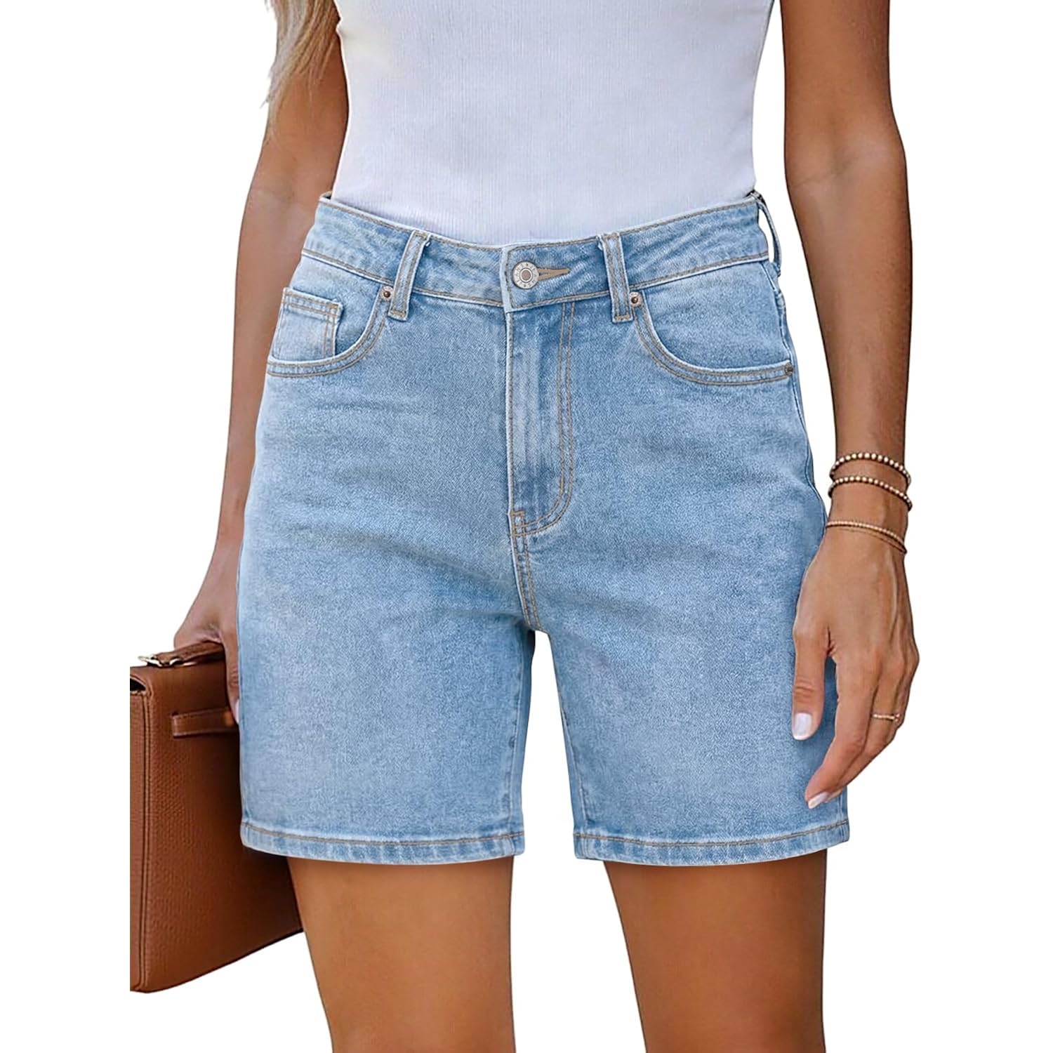 Jean Shorts Womens High Waisted Summer Stretchy Denim Short Casual Hot Jorts with Pockets