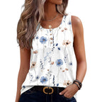 Womens Tank Tops Summer Sleeveless Tops Loose Button Henley Shirts Crew Neck Dress Casual 2026 Clothes