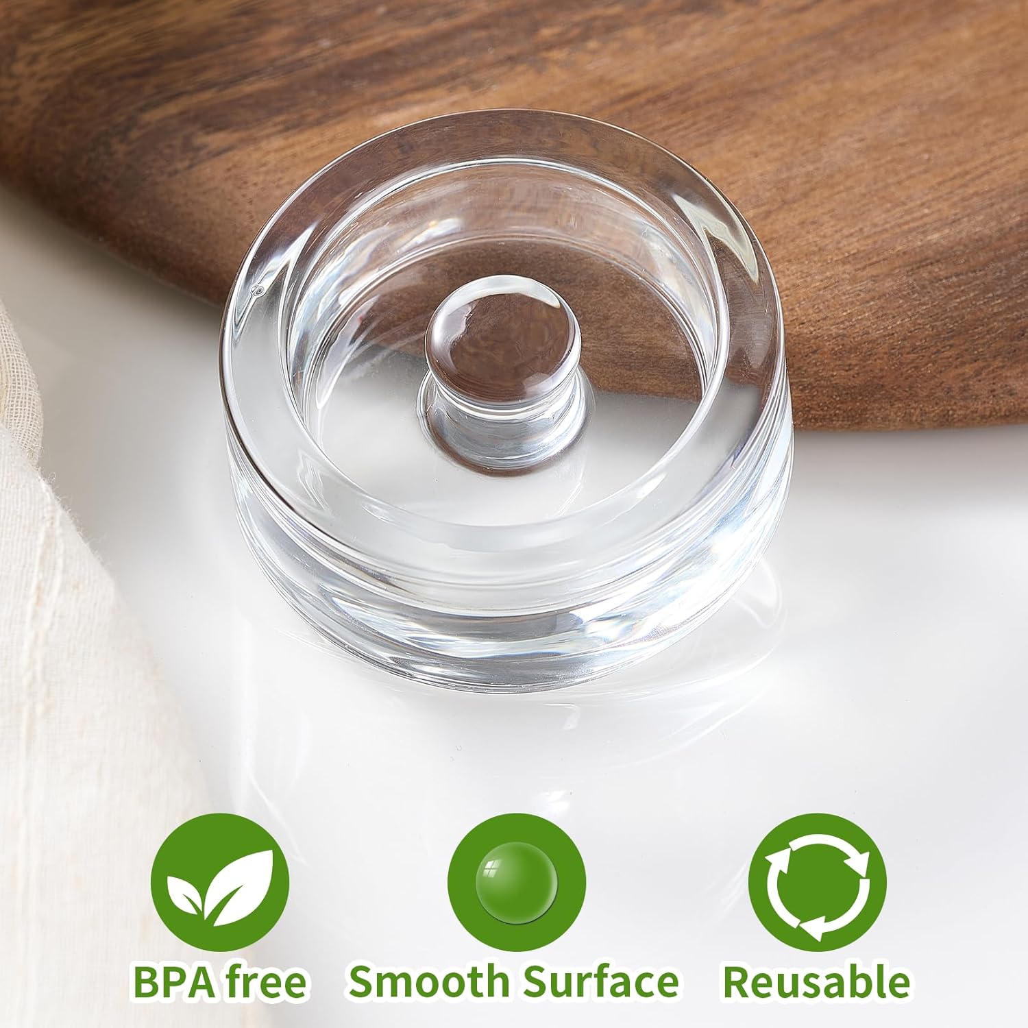 MFacoy 4-Pack of Fermentation Glass Weights with Easy Grip Handle for Great Wide Mouth Canning Mason Jars, Pickling Sourkrout Kraut Glass Weight Fermentation Kit with Easy Grip Handle, Dishwasher Safe