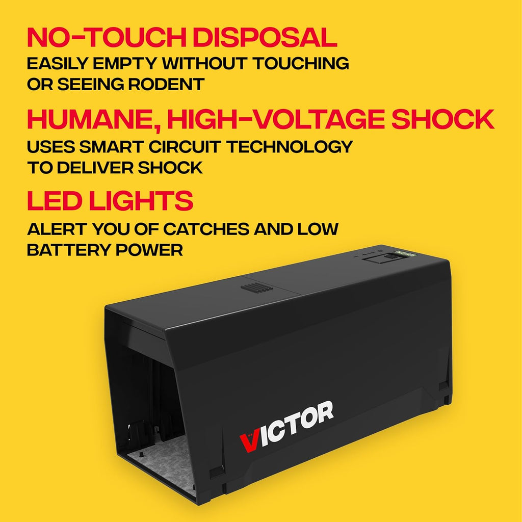 Victor Electronic Rat Trap 1-Pack, Indoor Humane Electric Rodent Killer | Led Battery Indicators, No Touch No See Design, Kills Up To 35 Rats Per 4 Aa Battery Set