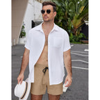 Coofandy Men'S Casual Cotton Shorts Summer Beach 5 Inch Shorts Lightweight Drawstring Elastic Waist Chino Golf Shorts
