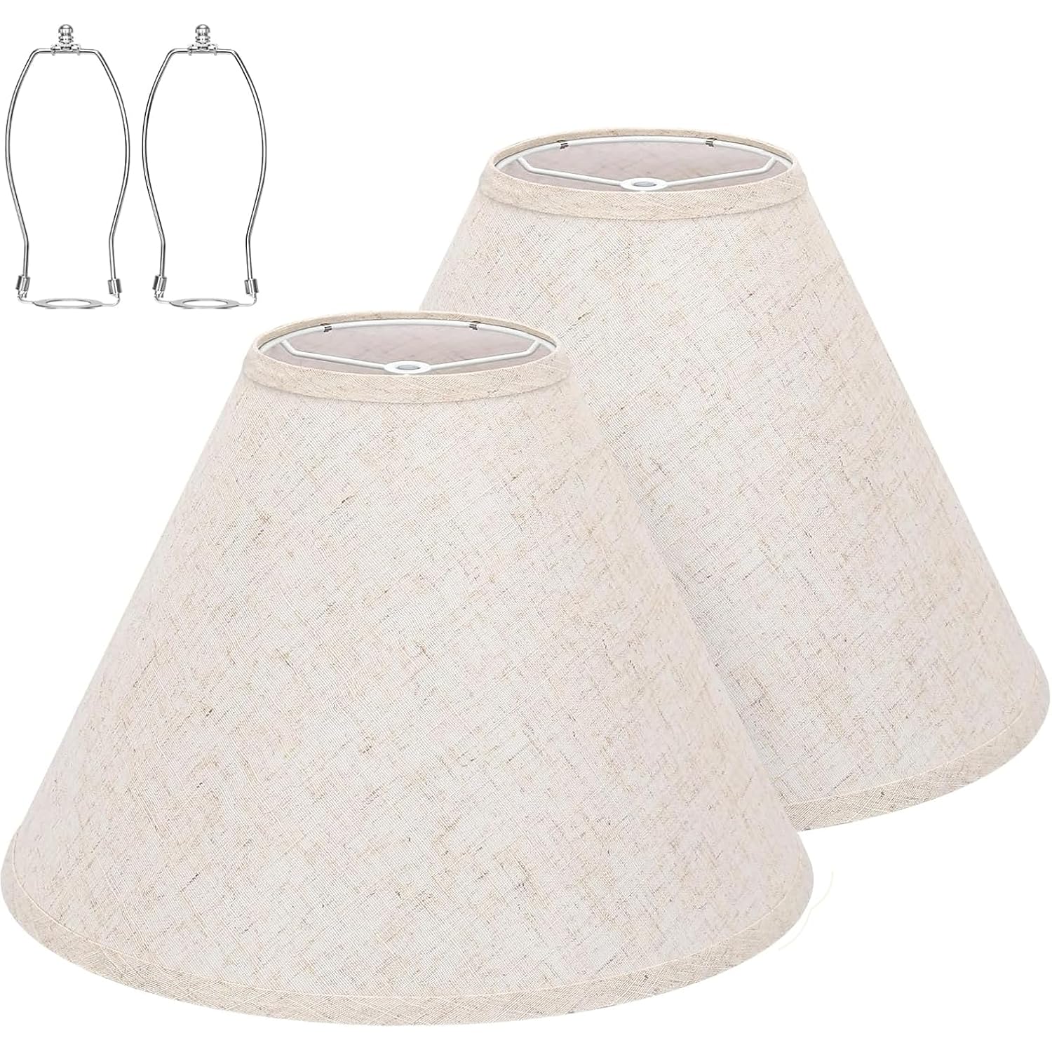 Empire Beige Linen Lamp Shades Set Of 2, 6X16X10.8 In Spider Fitter | Set Of 2 Empire Beige Lamp Shades,Easy Assembly,Soft Warm Light For Table And Floor Lamps In Living Rooms & Home Offices